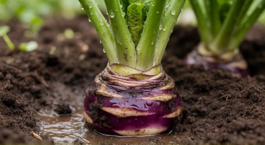 como sembrar wasabi, Raíz tuberosa de wasabi recién cosechada del suelo húmedo