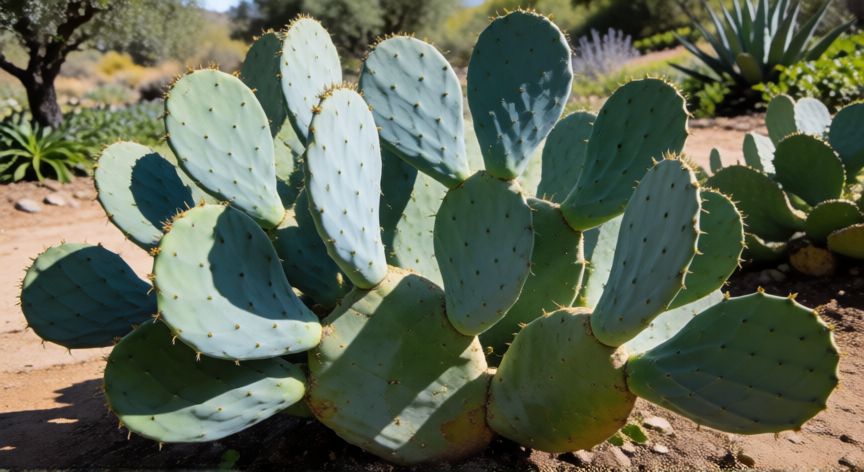 como sembrar xoconostle, Planta de xoconostle madura en jardin con pleno sol