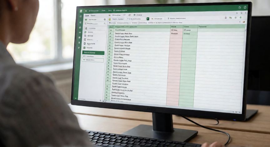 como separar en excel apellidos y nombres, Hoja de cálculo Excel mostrando la separación de nombres y apellidos en columnas independientes