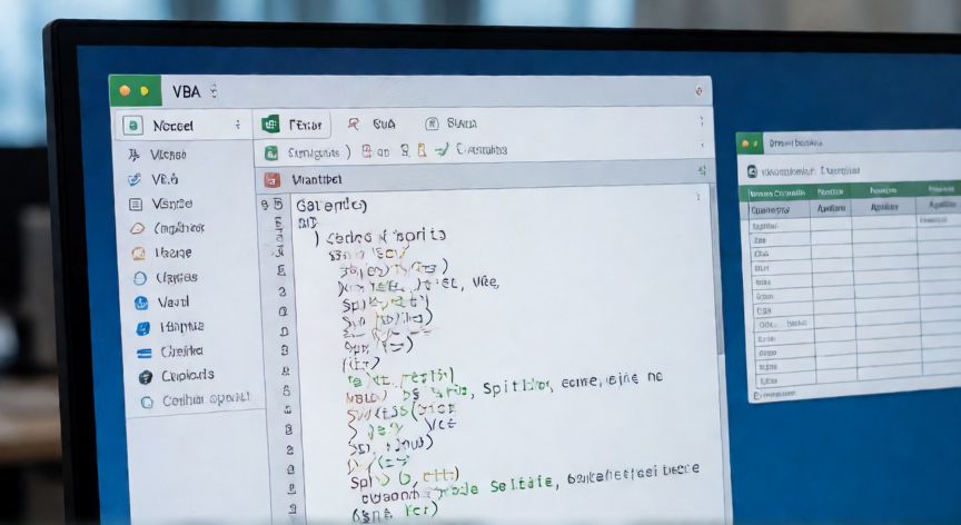 como separar en excel apellidos y nombres, Editor VBA de Excel con macro para separar nombres y apellidos por Split