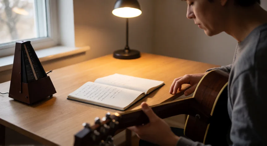 como ser el mejor en 1 cosa, Persona en práctica deliberada con metrónomo y cuaderno de notas