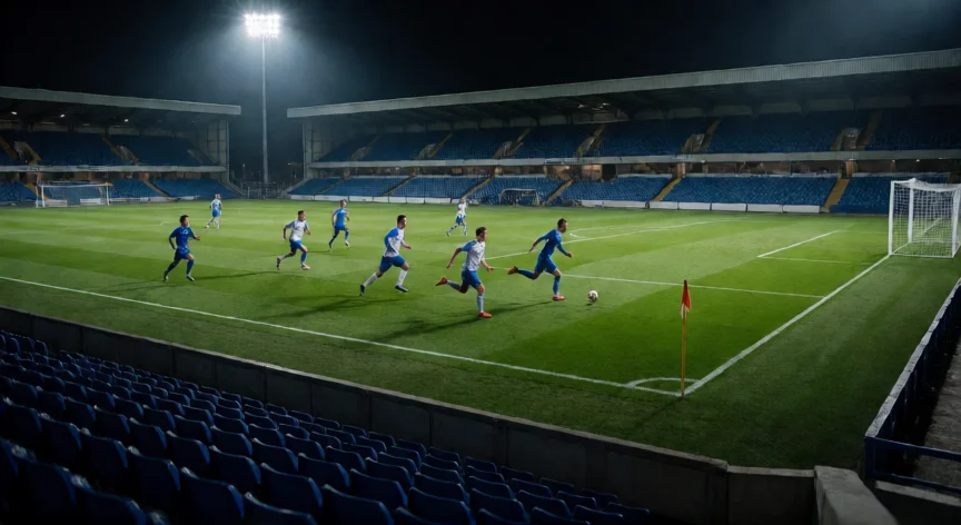 como ser mejor en dls 25, Contragolpe táctico en un estadio nocturno durante un partido de DLS 25