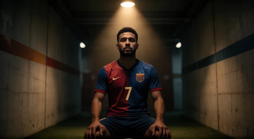 como ser mejor en el futbol, Futbolista respirando y visualizando en el túnel del estadio antes del partido