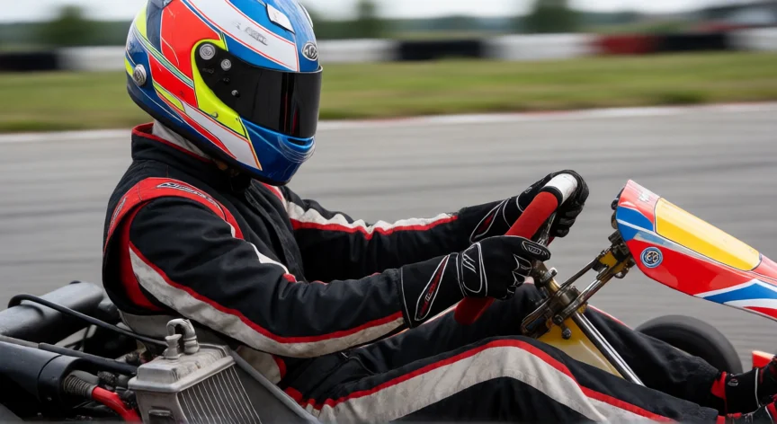 como ser mejor en karting, Piloto de karting tomando una curva con técnica correcta en pista