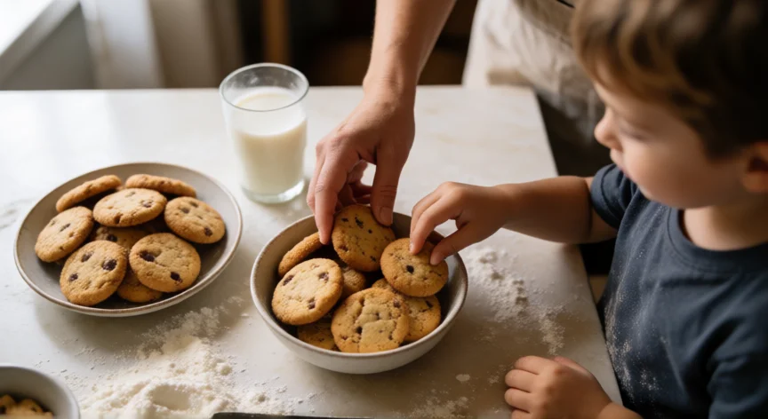 como ser mejor tia, Tía y sobrino horneando galletas juntos en la cocina