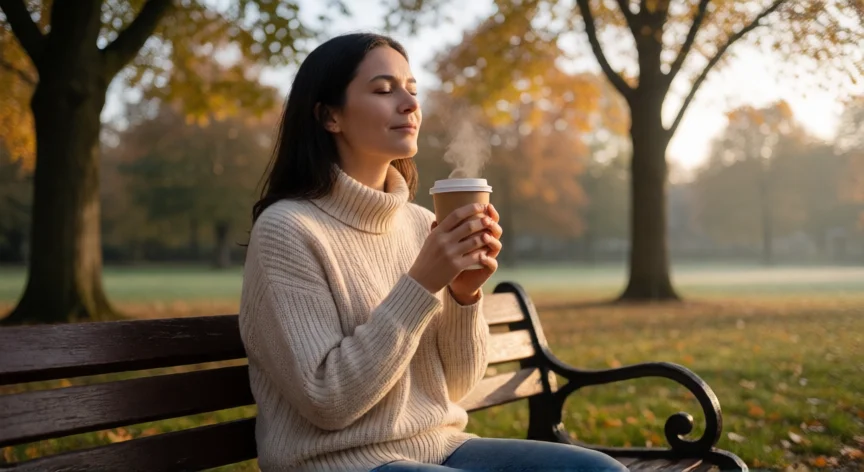 como ser una mejor mama, Mamá tomándose un momento de autocuidado y calma en el parque