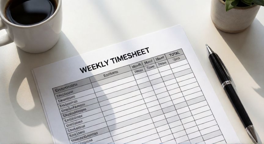 como sumar en excel horas, Hoja de control de asistencia semanal impresa con totales de horas por empleado
