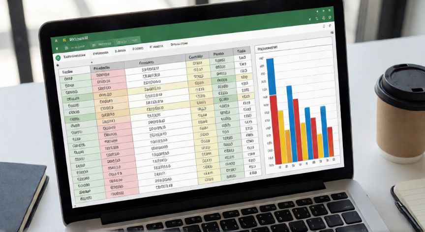 como tabular en excel y graficar, Hoja de Excel con tabla de datos organizada y gráfico de columnas al lado