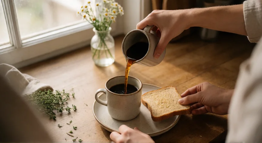 como tratar mejor a una mujer, Manos preparando desayuno juntas en una cocina acogedora de mañana