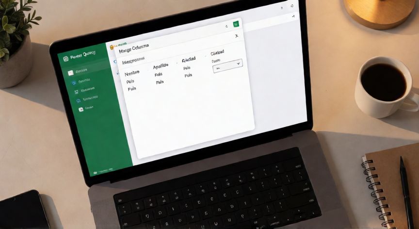 como unir 4 columnas en excel, Ventana de Power Query en Excel mostrando la opción de unir columnas con separador