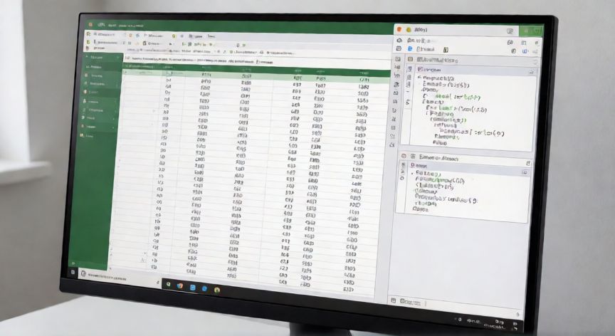 como usar for en excel, Editor VBA de Excel abierto con un bucle For visible en el panel de código