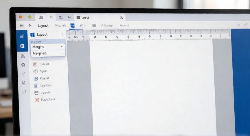 como ver en word los margenes, Vista de la pestaña Diseño en Word con el desplegable de Márgenes abierto y la reglilla mostrando las zonas de margen
