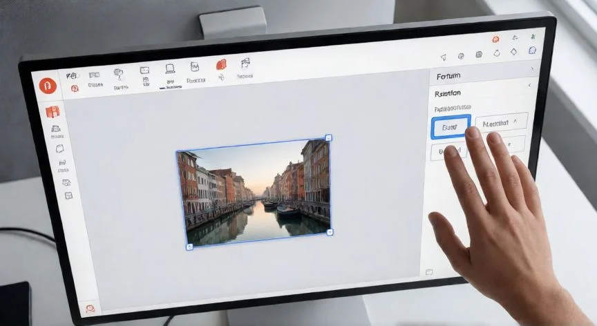 como voltear la hoja en powerpoint, Pantalla de PowerPoint mostrando la opción de voltear horizontalmente un objeto seleccionado