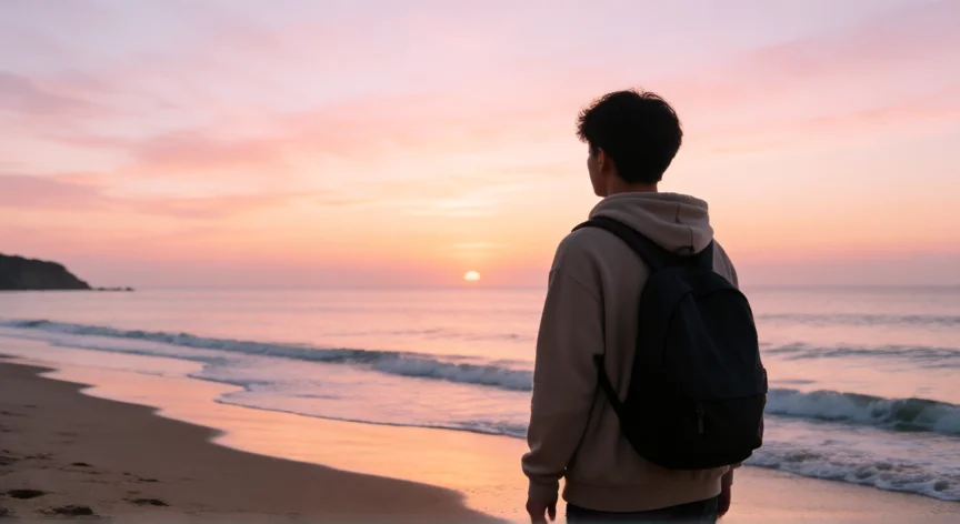consejos para 18 años, Caminata solitaria al amanecer simbolizando el inicio de la vida adulta