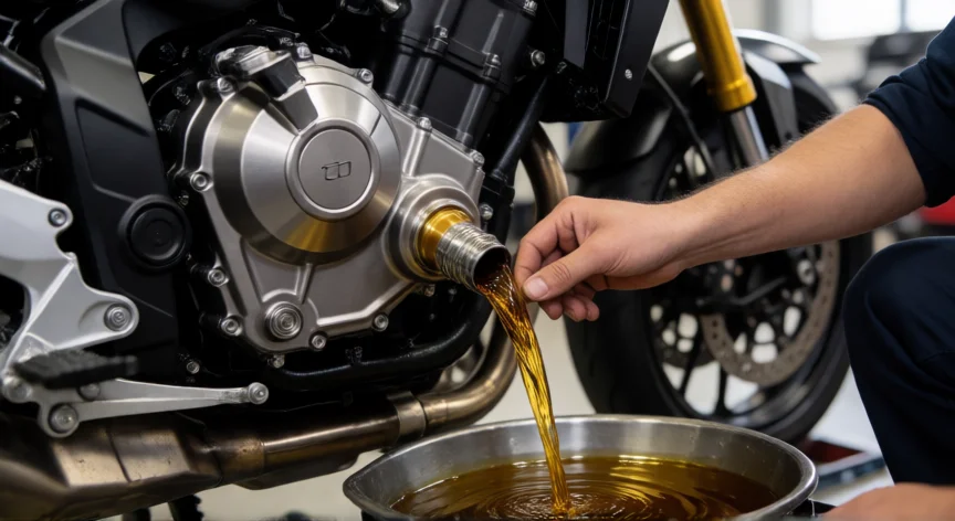 consejos para asentar una moto 0km, Primer cambio de aceite de una moto nueva eliminando partículas metálicas del rodaje