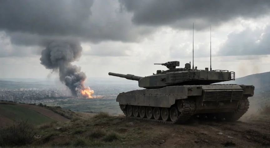 consejos para battlefield 6, Tanque moderno en posición elevada vigilando el campo de batalla