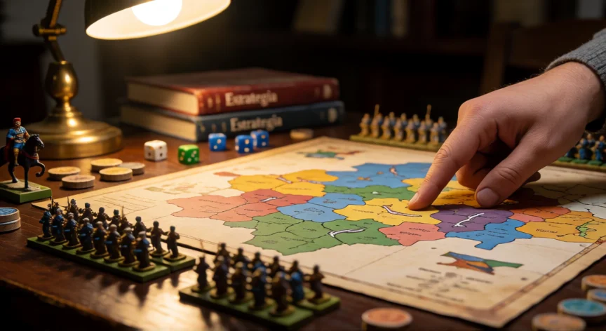 consejos para civilization 6, Mesa de juego de estrategia con mapa territorial y piezas militares de Civilization 6