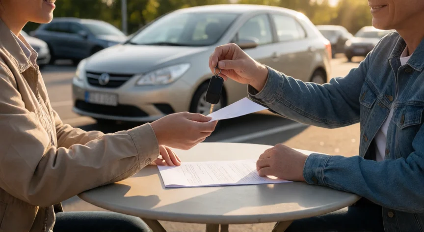 consejos para comprar un coche de segunda mano, Entrega de llaves y firma de contrato de compraventa de coche