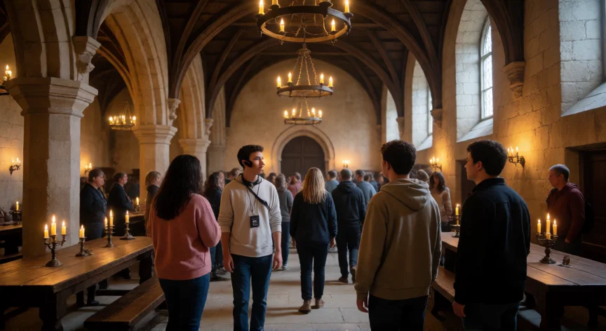 consejos para ir a la warner beach, Interior de la Gran Sala del set de Harry Potter durante el recorrido guiado