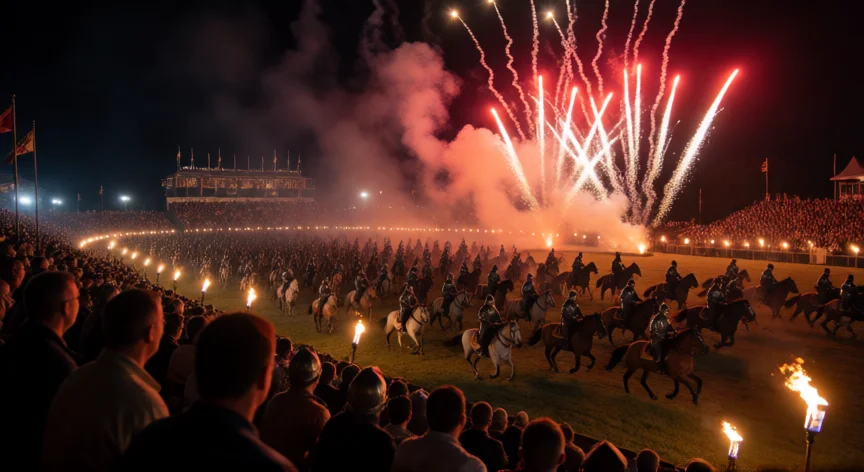 consejos para ir a puy du fou, Espectáculo nocturno de caballería medieval con pirotecnia en Puy du Fou