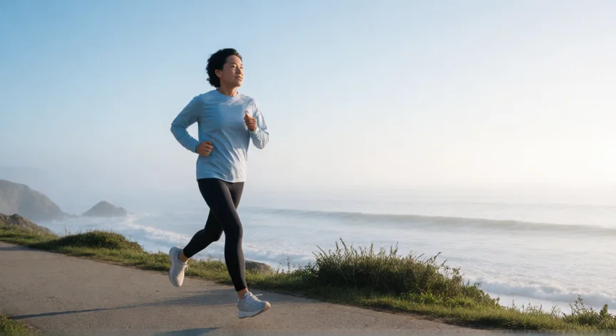 consejos para olvidar a tu ex, Persona corriendo por la costa al amanecer renovando su energía