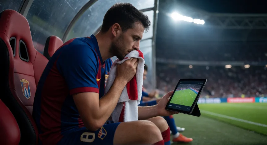 consejos para ser el mejor jugador de futbol, Futbolista analizando vídeo de su partido en el túnel del estadio