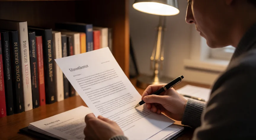 consejos para ser idol, Persona revisando contrato artístico en un escritorio con libros de música al fondo