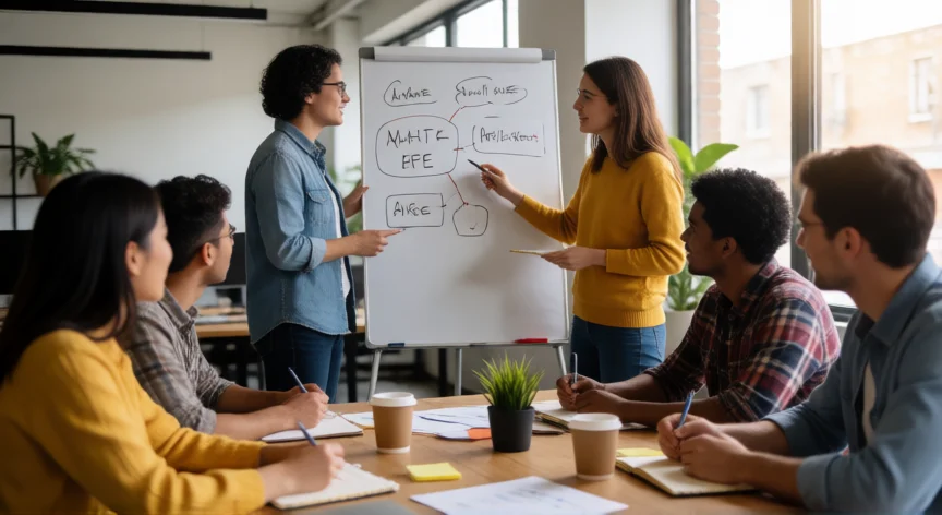 consejos para ser un gran empresario, Equipo empresarial colaborando en reunión de estrategia