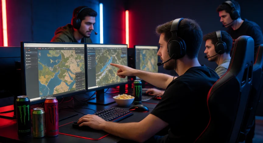 consejos para warzone, Escuadrón de cuatro jugadores coordinando una partida de Warzone en modo squad