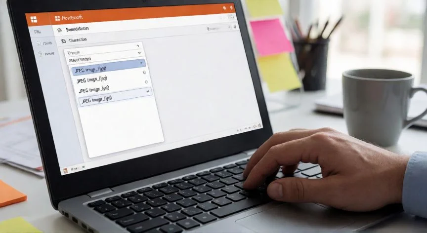 convertir en powerpoint a jpg, Pantalla de PowerPoint mostrando la opción de exportar diapositivas a formato JPG