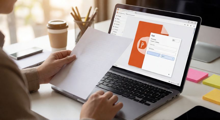 convertir pdf en powerpoint editable gratis, Persona abriendo un archivo PDF directamente en Microsoft PowerPoint desde el diálogo de apertura