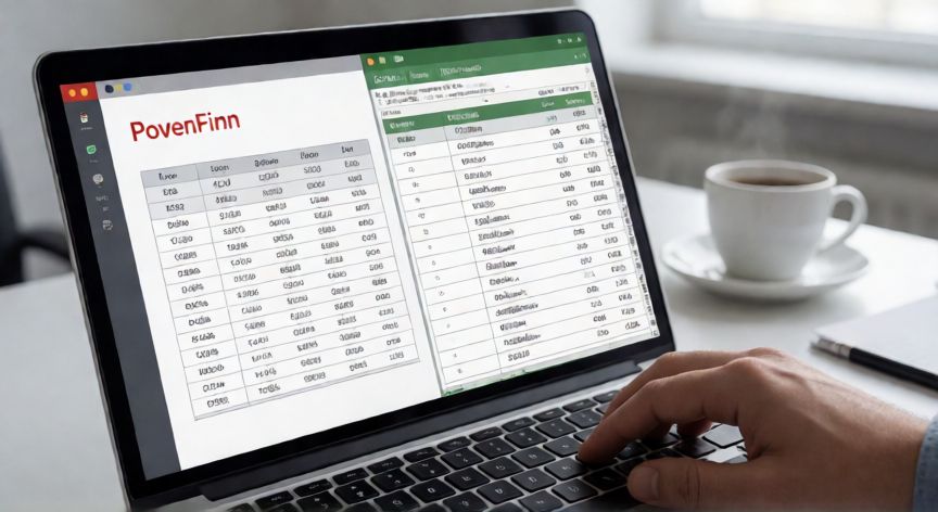 convertir powerpoint en excel, Pantalla de laptop mostrando la transferencia de una tabla desde PowerPoint a Excel mediante copiar y pegar