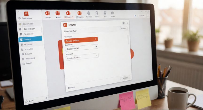 convertir powerpoint en video gratis, Pantalla de PowerPoint mostrando la opción Exportar - Crear un video