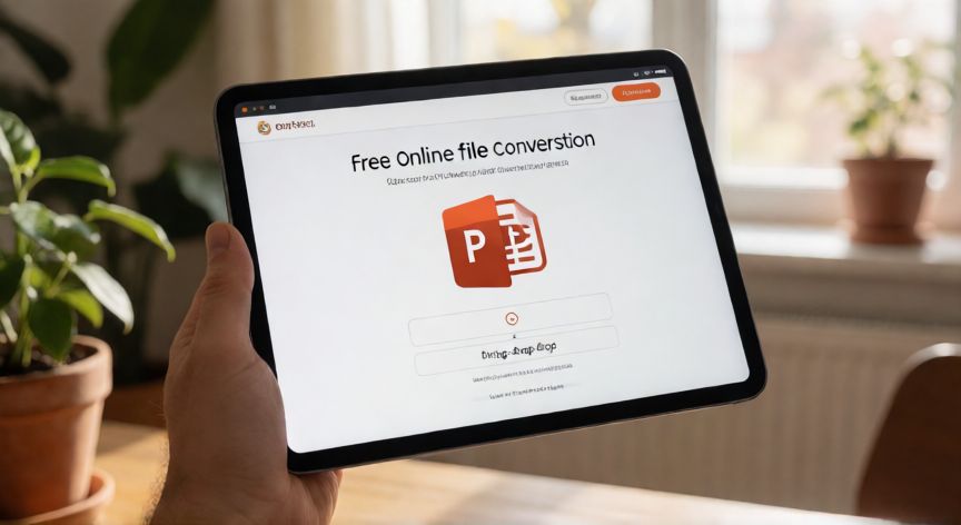 convertir powerpoint en word gratuit, Personne utilisant un outil en ligne gratuit pour convertir un fichier PowerPoint en Word