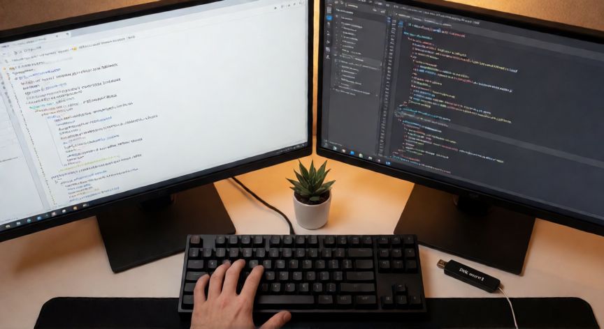 convertir word en xml, Escritorio de desarrollador con script Python y salida XML en monitores duales