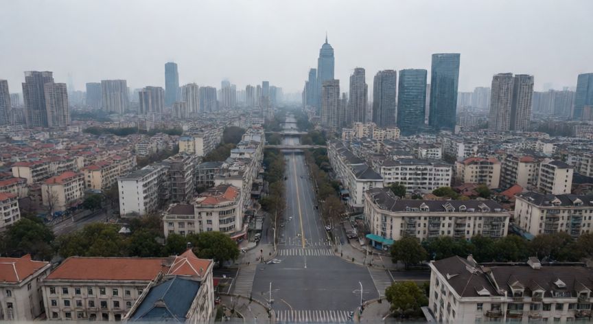 covid 19 1st lockdown date, Calle vacía de Wuhan durante el primer confinamiento por Covid-19