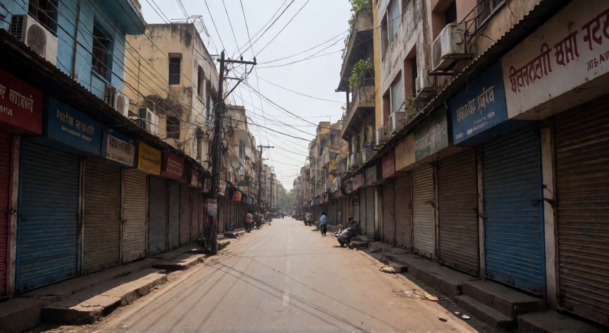 covid 19 1st wave period in india, Calle vacía en Mumbai durante el confinamiento de la primera ola de COVID-19