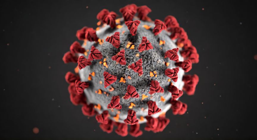 covid 19 3d, Modelo tridimensional realista del virus SARS-CoV-2 mostrando sus proteínas de espiga
