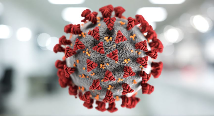covid 19 3d model, Modelo tridimensional detallado del virus SARS-CoV-2 con proteínas de espiga