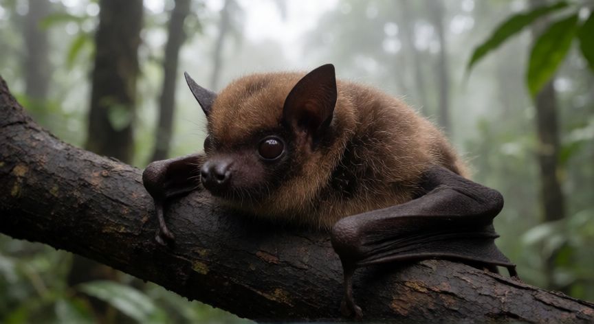 covid 19 a zoonotic disease, Murciélago de herradura en su hábitat natural selvático