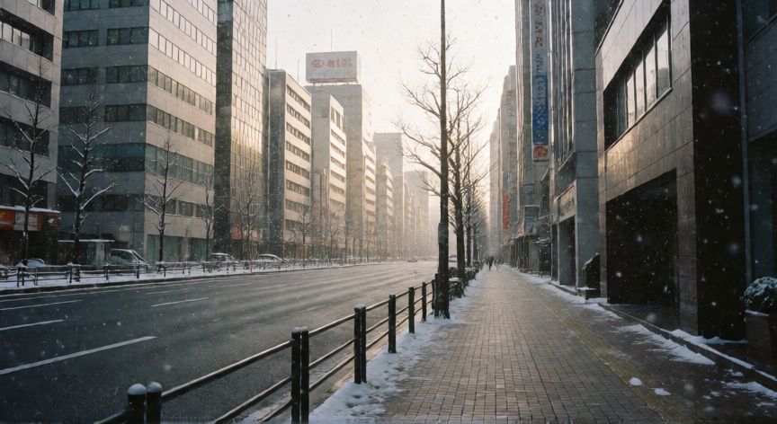 covid 19 año pandemia, Calle vacía en invierno representando el inicio de la pandemia en 2019