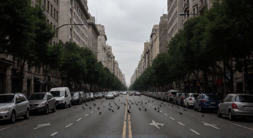 covid 19 argentina, Calle vacía en Buenos Aires durante el aislamiento social obligatorio