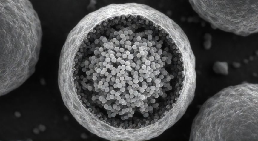 covid 19 bajo el microscopio, Vista detallada de la estructura interna del virus bajo microscopio electrónico