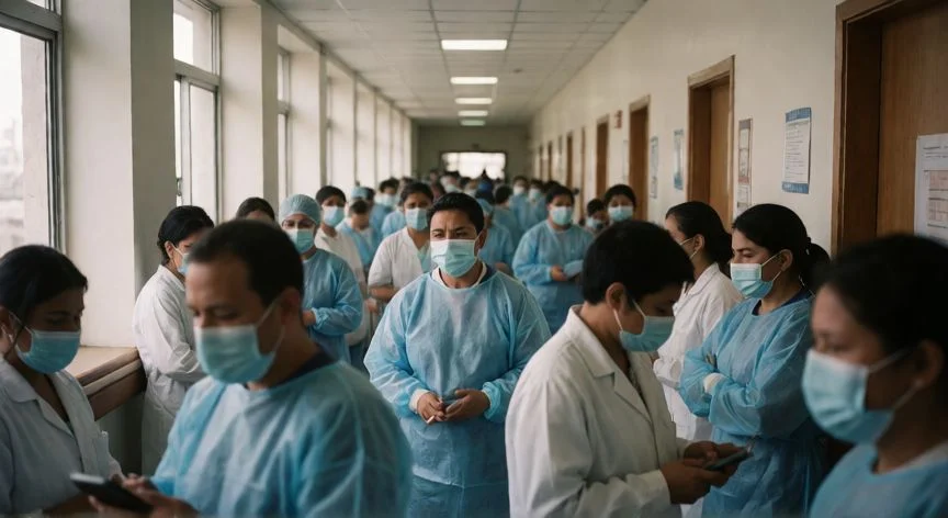 Corredor de hospital en Brasil durante la pandemia de Covid-19
