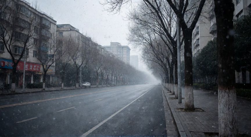 covid 19 case 0, Calle vacía en Wuhan durante los primeros días del brote de COVID-19