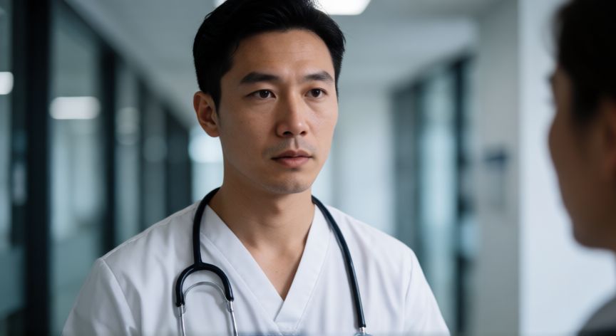 covid 19 caso 0, Médico chino Li Wenliang en su entorno laboral hospitalario