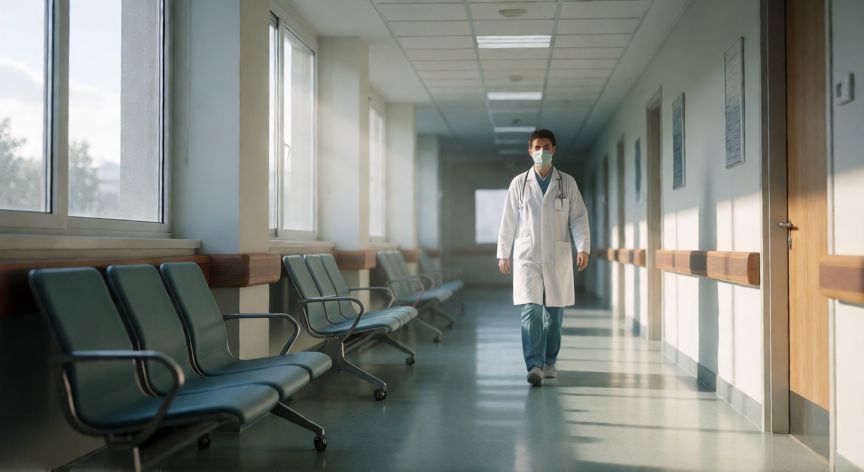 covid 19 cuando empezo en españa, Corredor de hospital en España durante los primeros días de la pandemia