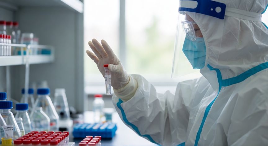 covid 19 de donde vino, Investigador analizando muestras en laboratorio de virología