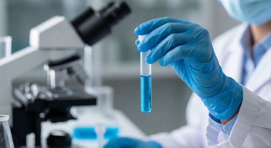 covid 19 es por el año 2019, Científico en laboratorio analizando muestras relacionadas con el virus SARS-CoV-2