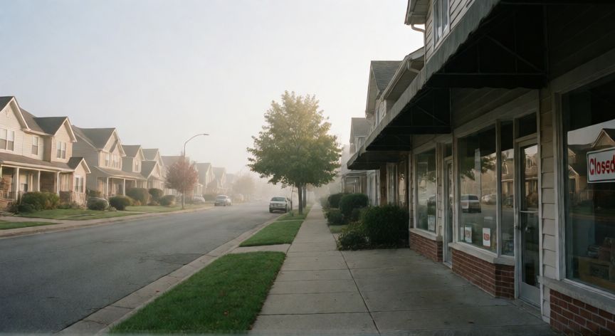 covid 19 estados unidos, Calle residencial estadounidense vacía durante el inicio de la pandemia